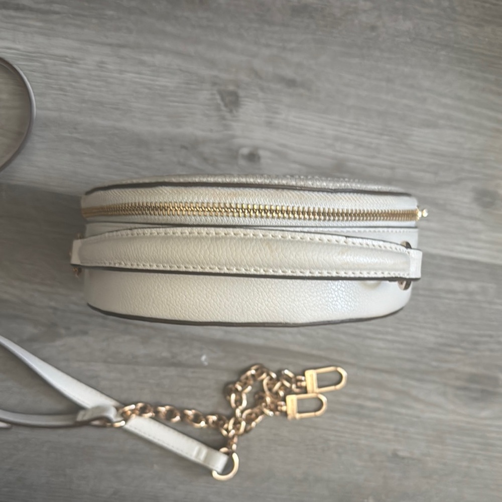 Anne Klein Leather Cream & Tan Woven Crossbody Bag with Top Handle - Picture 8 of 15
